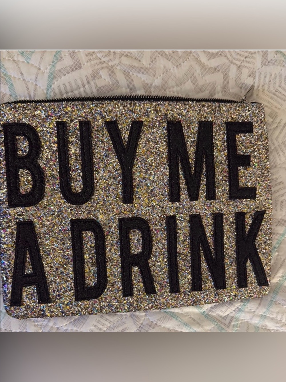Glittery Silver and Black Clutch